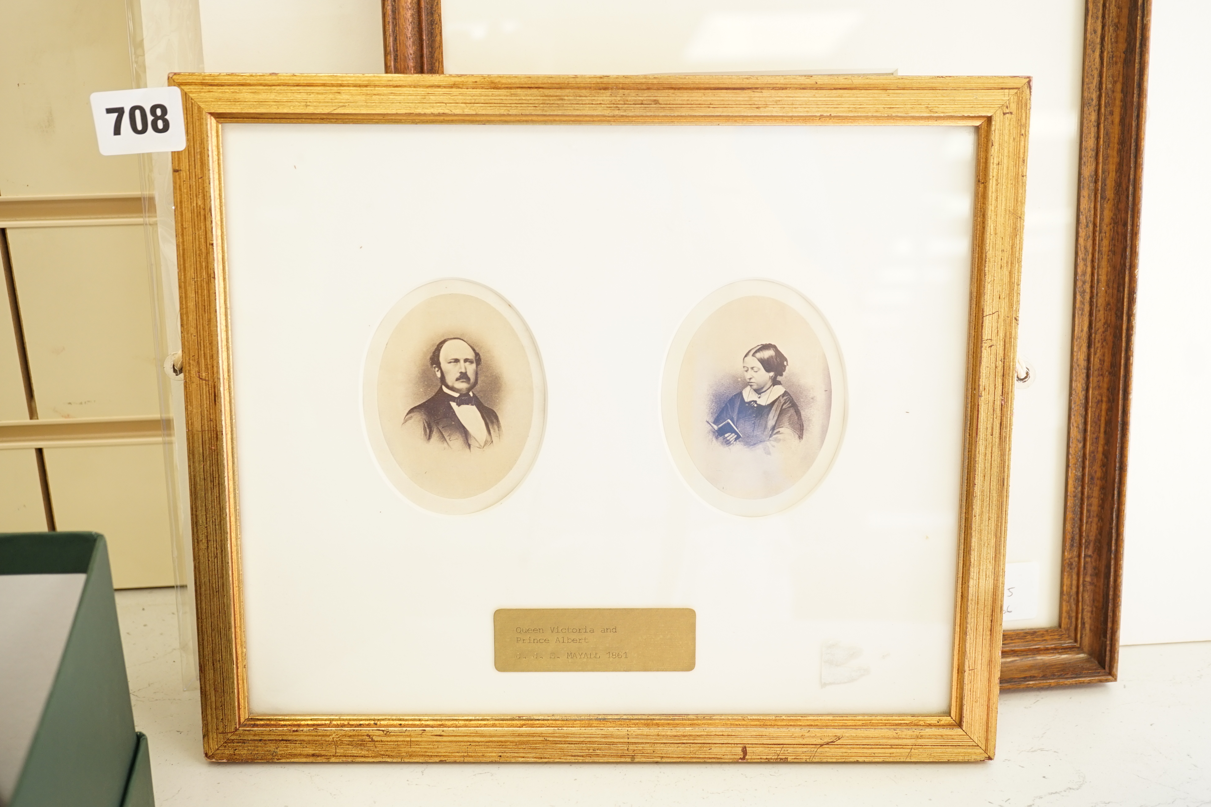 John Jabez Edwin Mayall (1813-1901), a pair of photographs of Queen Victoria and Prince Albert, 1861, 7x 5.5cm, a photograph of Bertie Prince of Wales c.1875 and two Roger Fenton (1819-1867) photographs of the Prince of